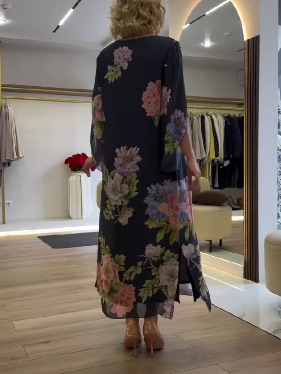 ELEGANT FLORAL PRINT MAXI DRESS - MATCHING MASTER