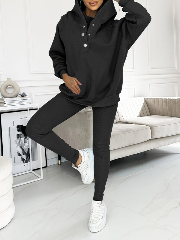 Women Plus Size Hooded Casual and Comfortable Sweatshirt Two-piece Suit