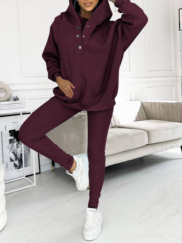 Women Plus Size Hooded Casual and Comfortable Sweatshirt Two-piece Suit