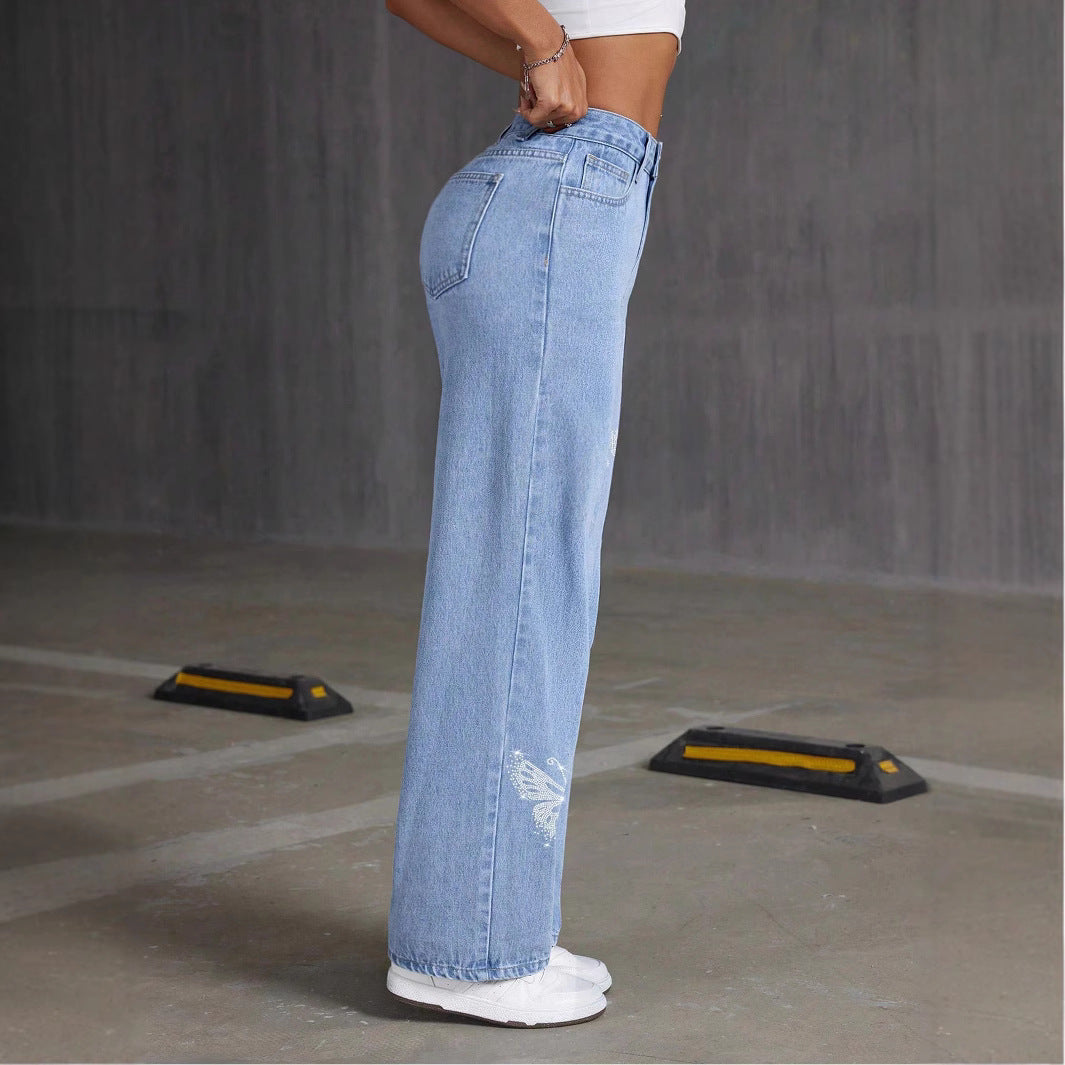 Rhinestone Butterfly Jeans - MATCHING MASTER