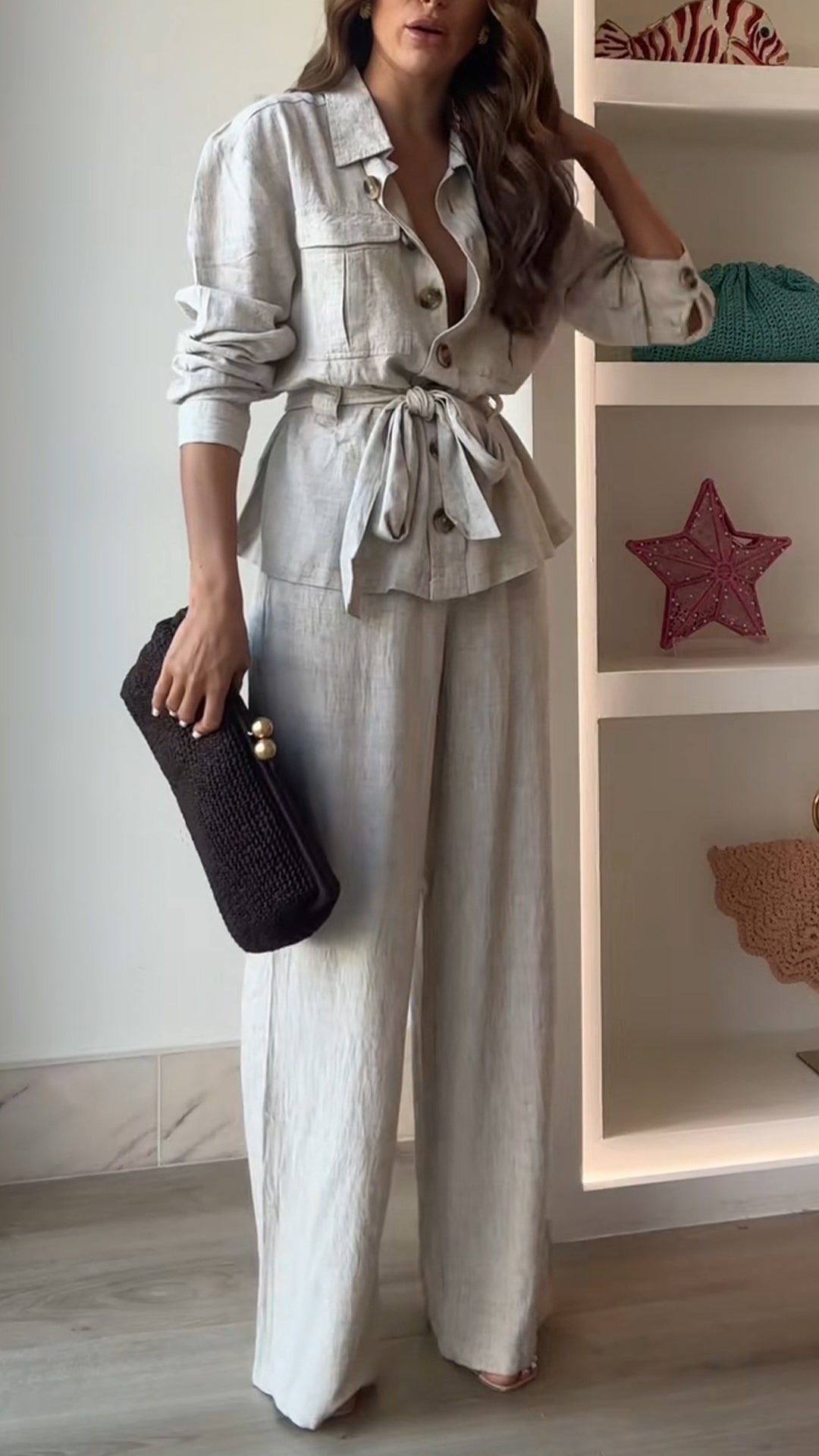 Ladies' Collar and Buckle Top+ Pants Style Commuting Suit - MATCHING MASTER