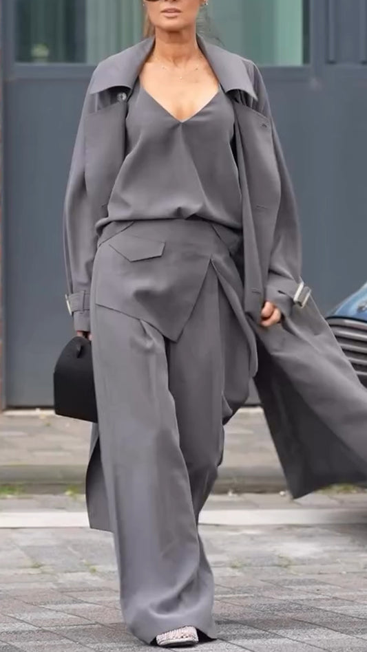 Ladies Solid Color Temperament Casual Three Piece Set - MATCHING MASTER