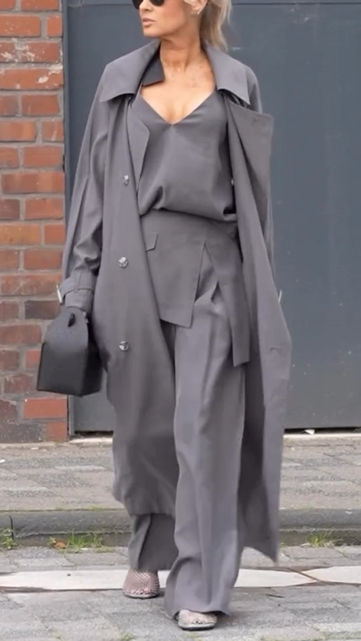 Ladies Solid Color Temperament Casual Three Piece Set - MATCHING MASTER