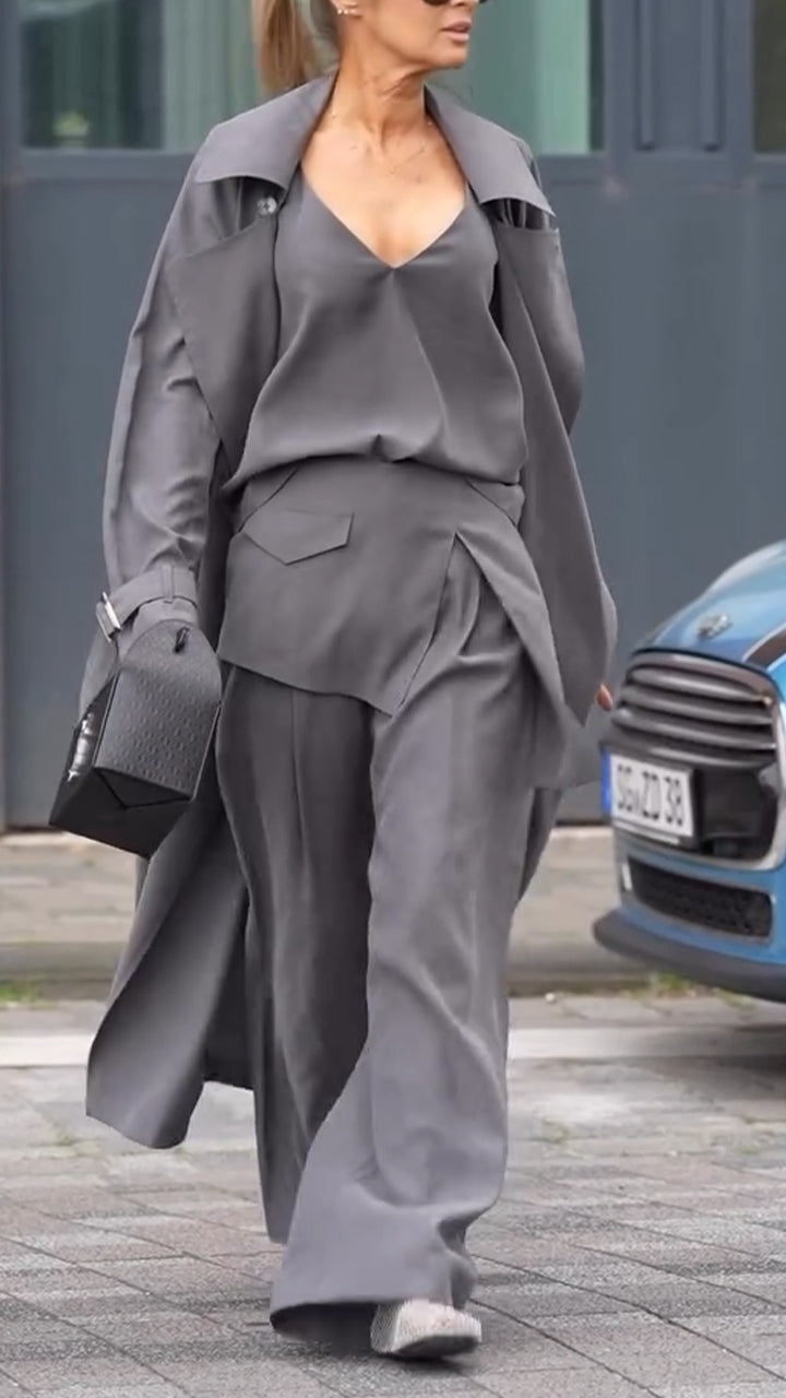 Ladies Solid Color Temperament Casual Three Piece Set - MATCHING MASTER