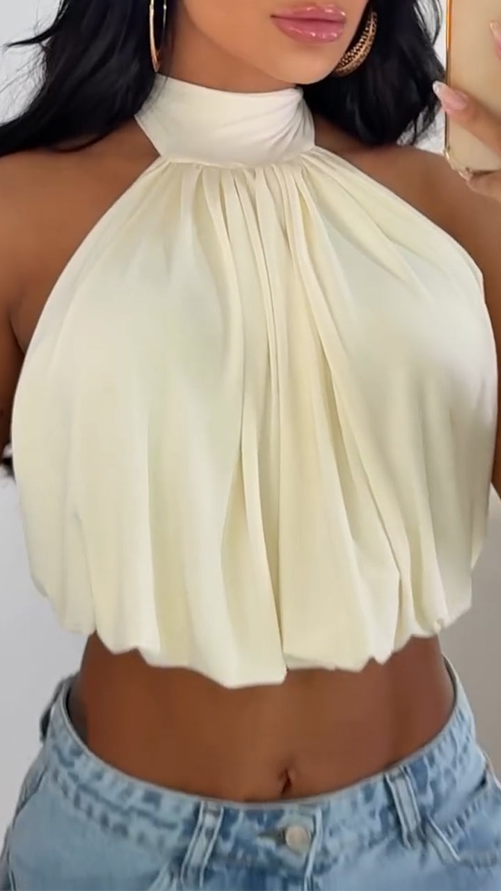 Ladies Neck Hanging Back Hollow Top+ Denim Pants Casual Suit