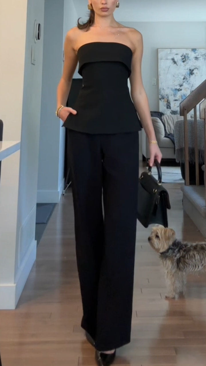 Women's autumn casual tube top suit trousers set - MATCHING MASTER