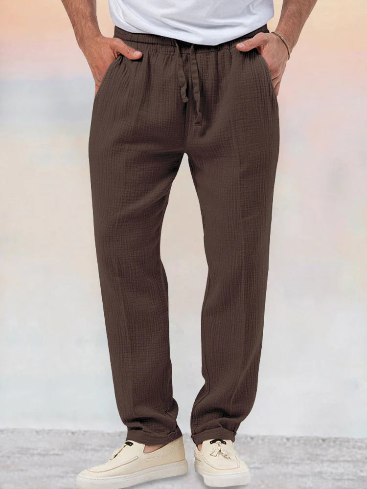 Férfi lezser kétrészes öltöny pamutból és lenvászonból