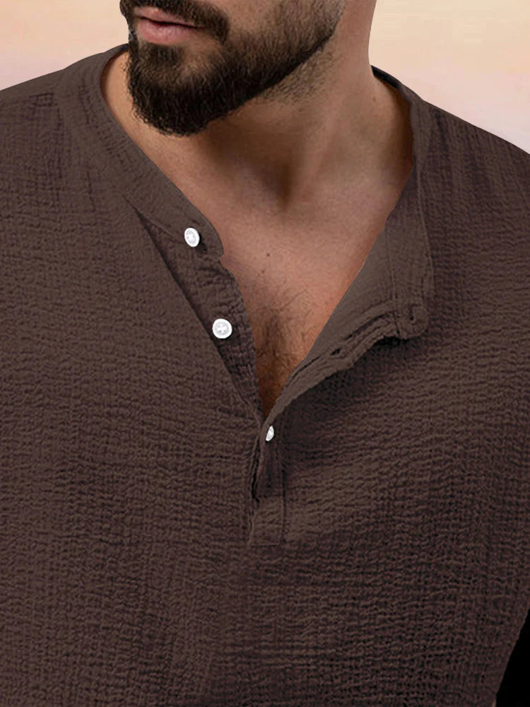 Férfi lezser kétrészes öltöny pamutból és lenvászonból