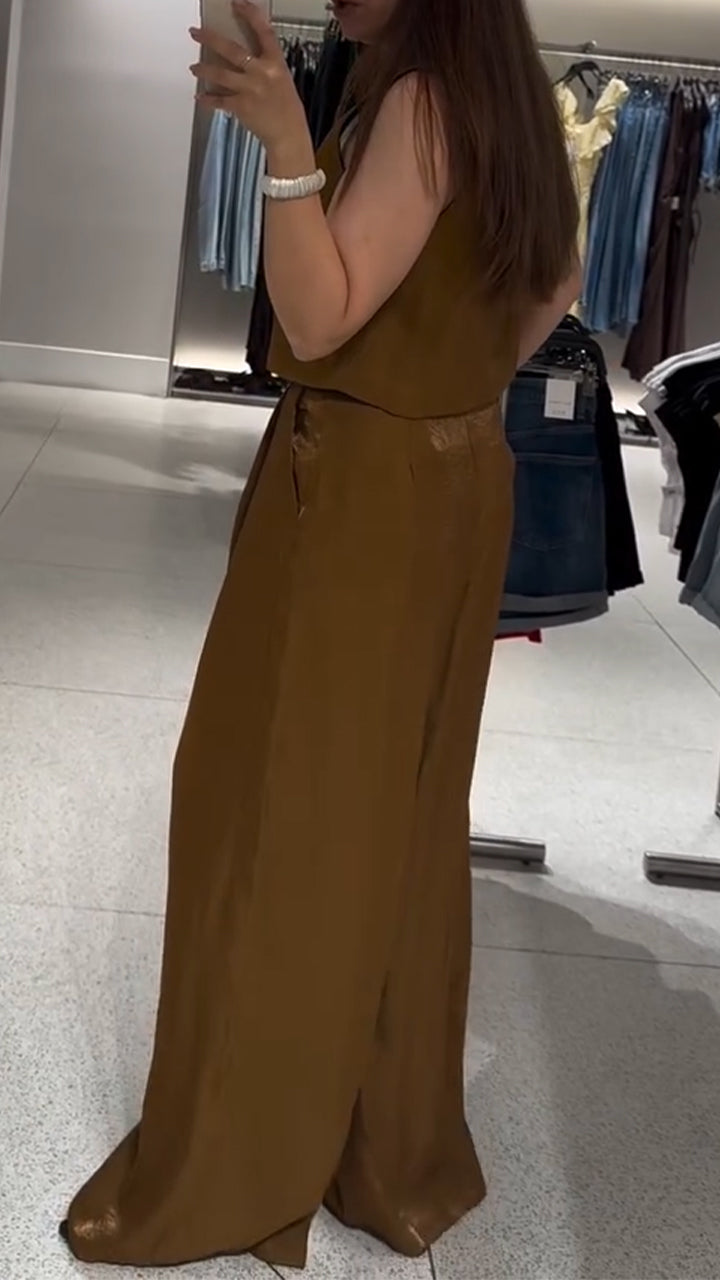 Ladies Round Neck Patchwork Top+ Pants Casual Set - MATCHING MASTER