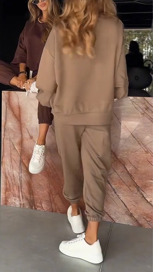 Ladies Round Neck Top and Pants Casual Suit - MATCHING MASTER