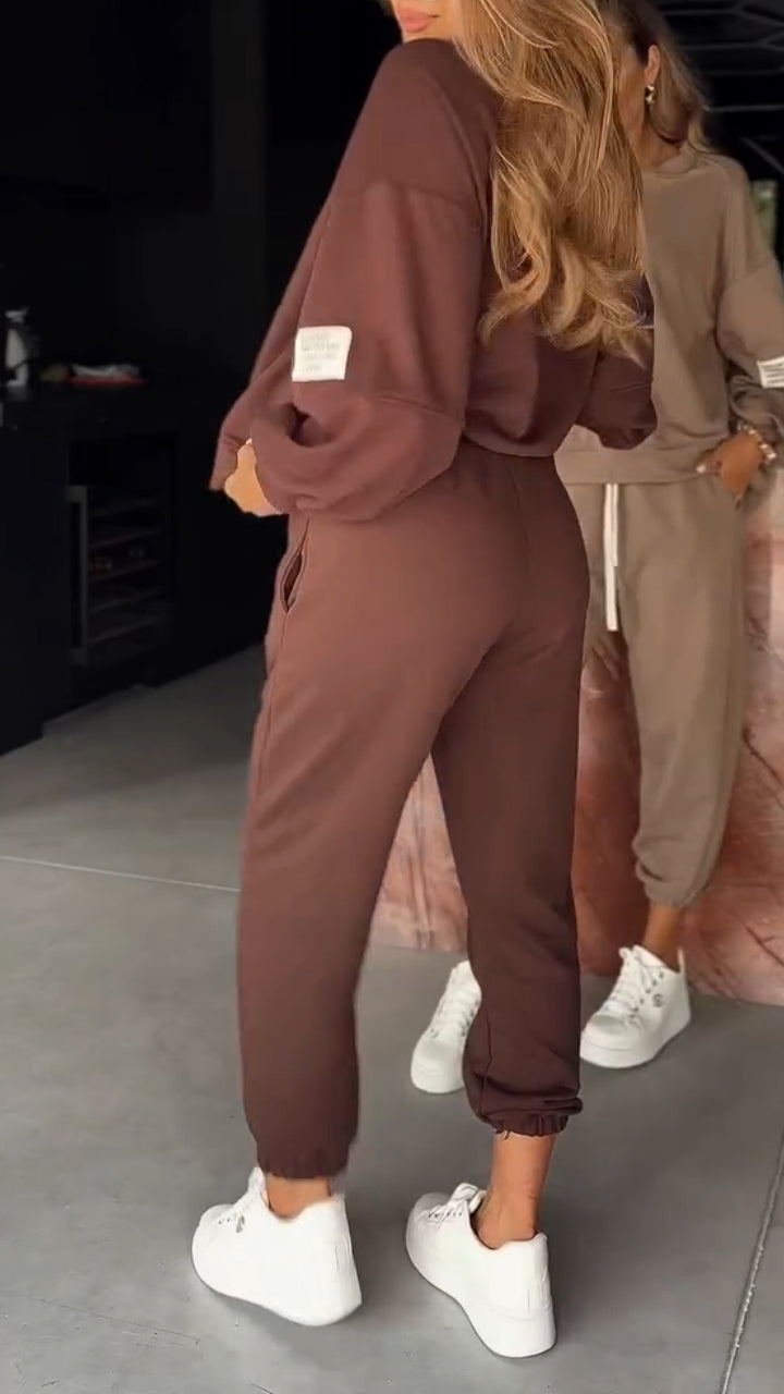 Ladies Round Neck Top and Pants Casual Suit - MATCHING MASTER