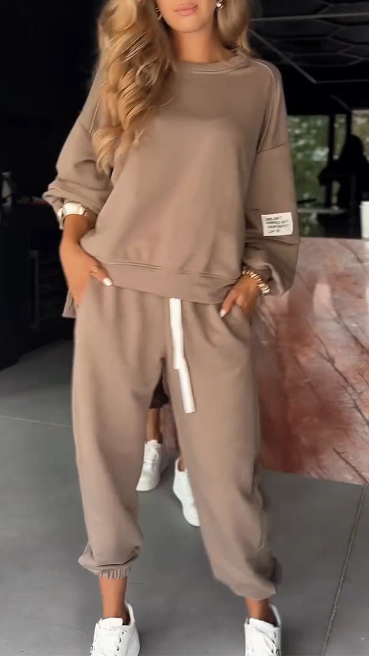 Ladies Round Neck Top and Pants Casual Suit - MATCHING MASTER