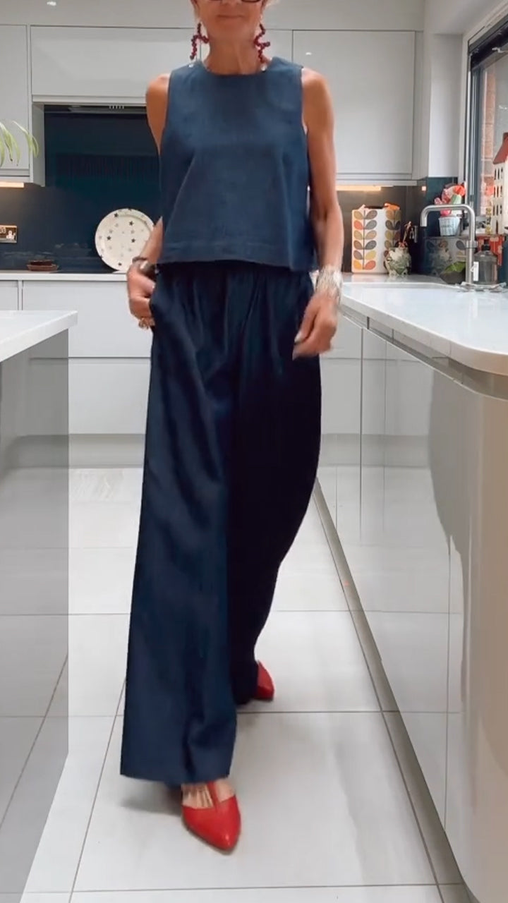 Ladies' Round Neck Solid Color Casual Suit - MATCHING MASTER