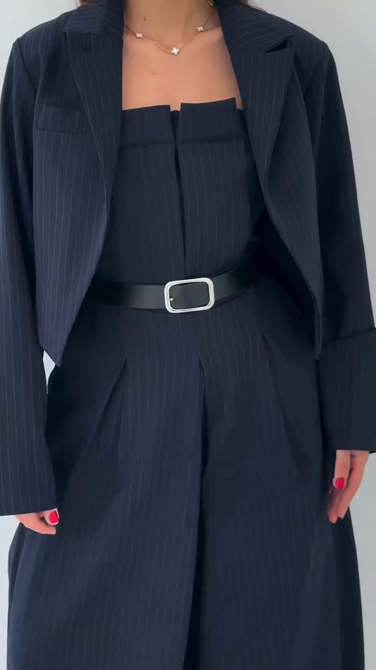 Ladies' Strapless Jumpsuit+ Jacket Style Commuting Set - MATCHING MASTER