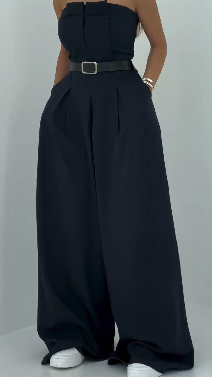 Ladies' Strapless Jumpsuit+ Jacket Style Commuting Set - MATCHING MASTER