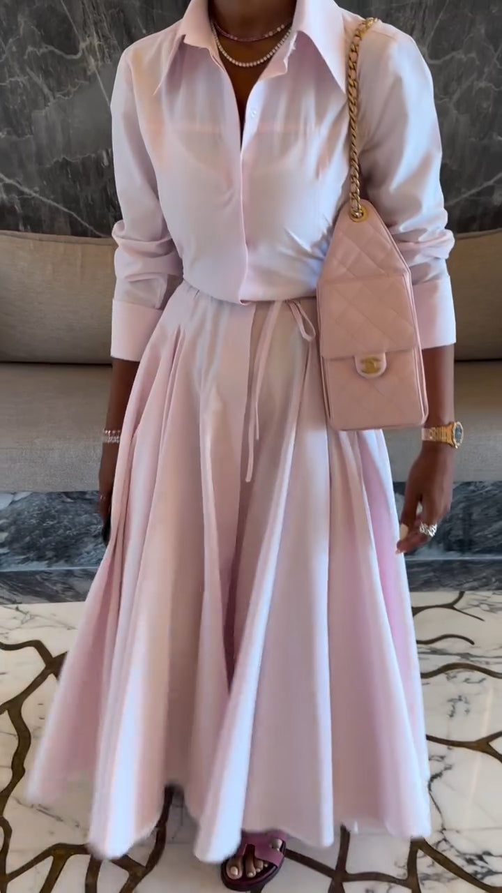 Ladies' Collar Shirt+ Skirt Solid Color Temperament Commuting Suit - MATCHING MASTER