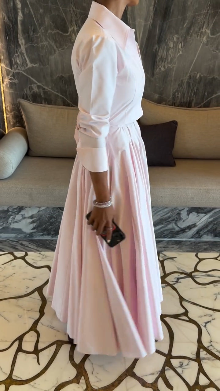 Ladies' Collar Shirt+ Skirt Solid Color Temperament Commuting Suit - MATCHING MASTER