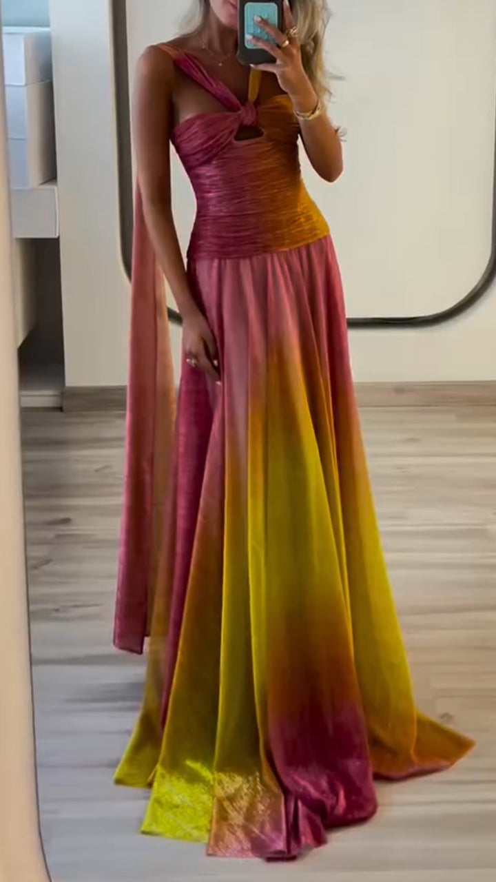 Ladies' Strapless Gradient Contrasting Elegant Temperament Evening Dress - MATCHING MASTER