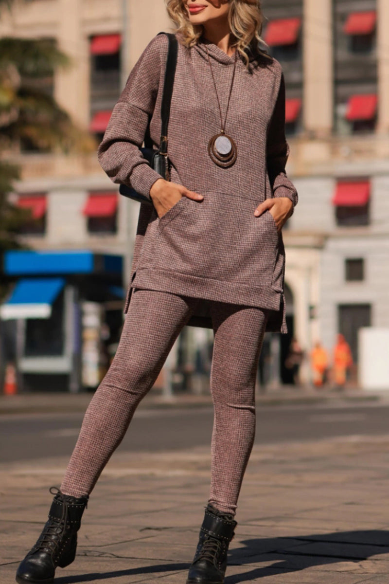 Ladies Round Neck Hooded Top+ Pants Casual Set - MATCHING MASTER