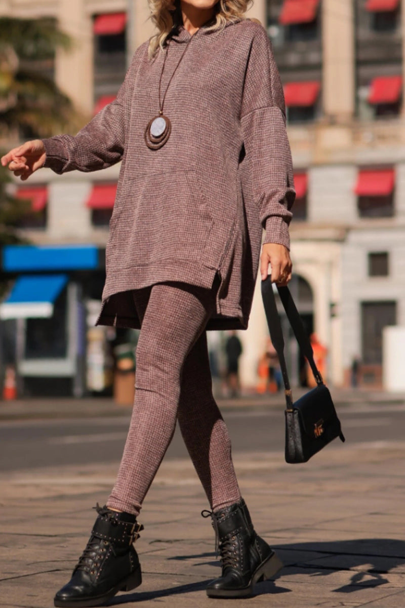 Ladies Round Neck Hooded Top+ Pants Casual Set - MATCHING MASTER