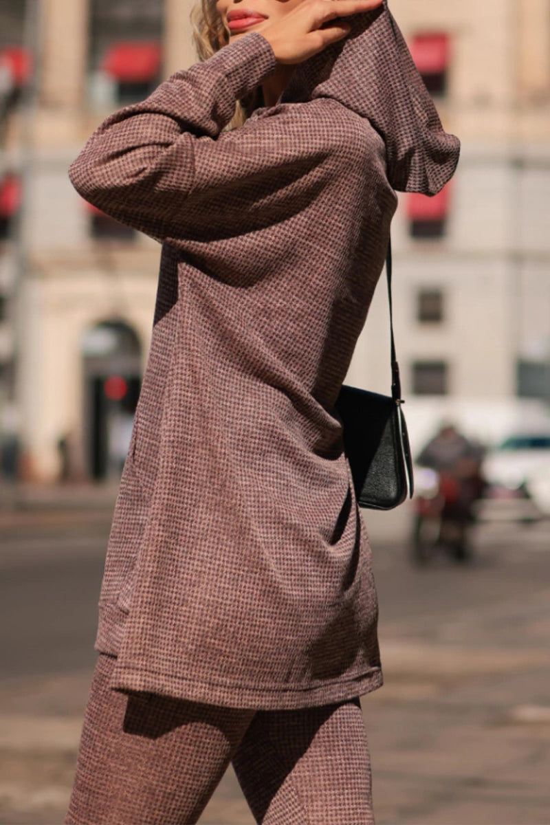 Ladies Round Neck Hooded Top+ Pants Casual Set - MATCHING MASTER