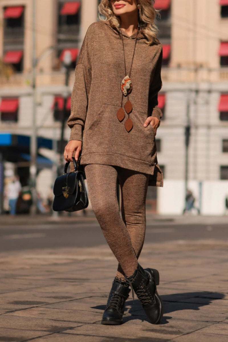 Ladies Round Neck Hooded Top+ Pants Casual Set - MATCHING MASTER