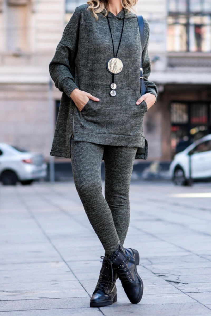 Ladies Round Neck Hooded Top+ Pants Casual Set - MATCHING MASTER