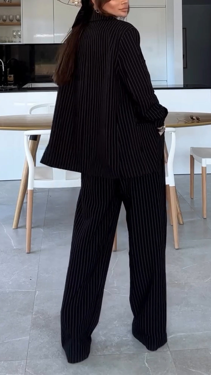 Ladies Vertical Stripe Temperament Casual Suit - MATCHING MASTER