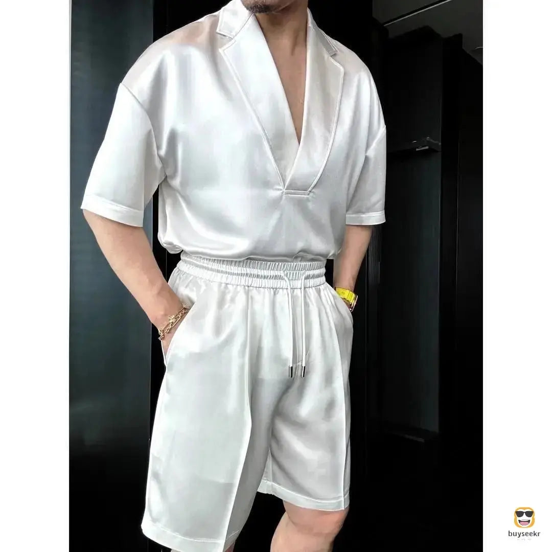 Cool & Confident — The V-Neck Lounge Set for Summer - MATCHING MASTER