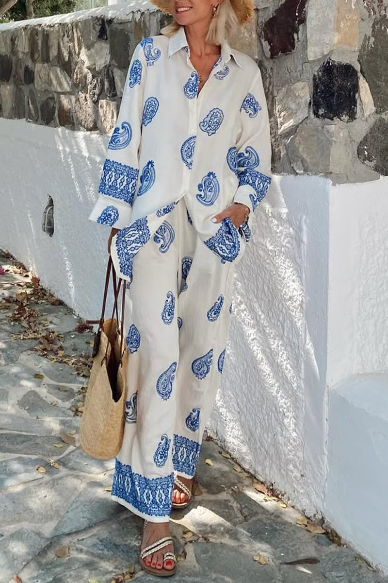 Ladies' Collar Print Casual Loose Suit - MATCHING MASTER