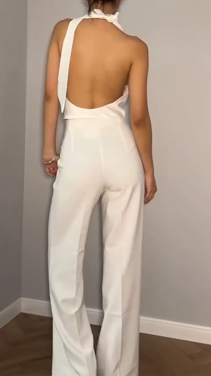 Ladies' Neck Hanging Hollow Top+ Pants with A Casual Temperament Suit - MATCHING MASTER