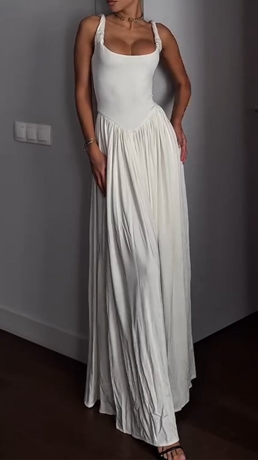 Ladies' Suspender Patchwork Solid Color Elegant Casual Dress - MATCHING MASTER