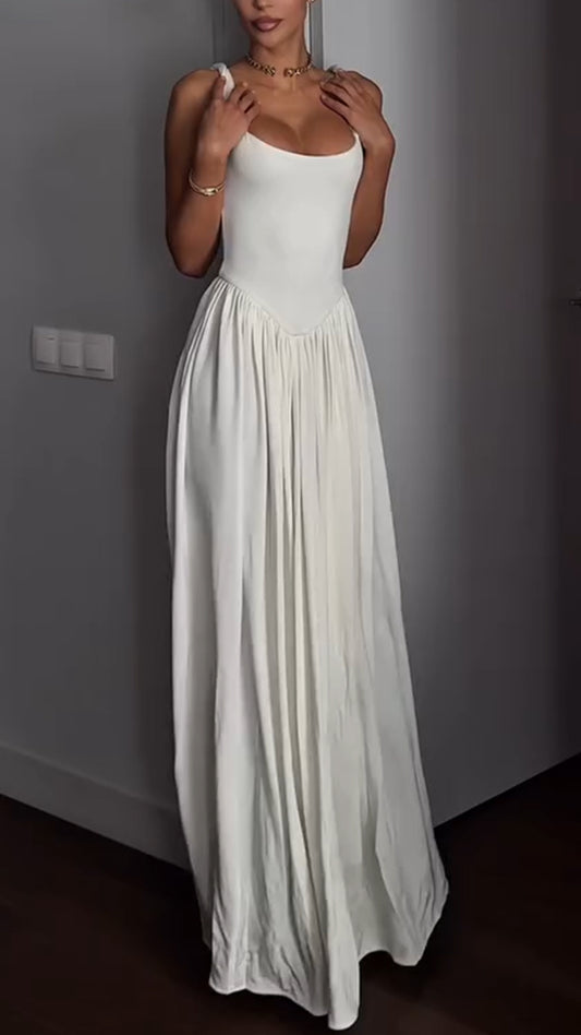 Ladies' Suspender Patchwork Solid Color Elegant Casual Dress - MATCHING MASTER