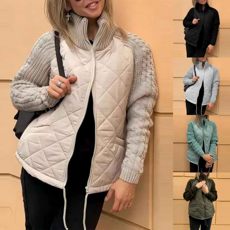 Stand collar knitted panel down jacket - MATCHING MASTER