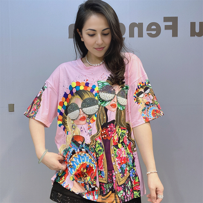Fashionable and versatile women's rhinestone T-shirt - MATCHING MASTER