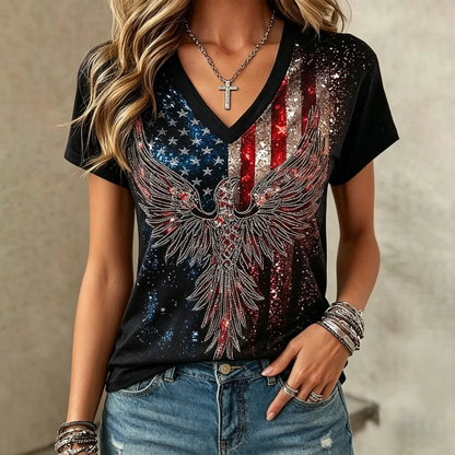 Women's Vintage Faith American Founding 250th Anniversary Short-Sleeved T-Shirt - BundleWear