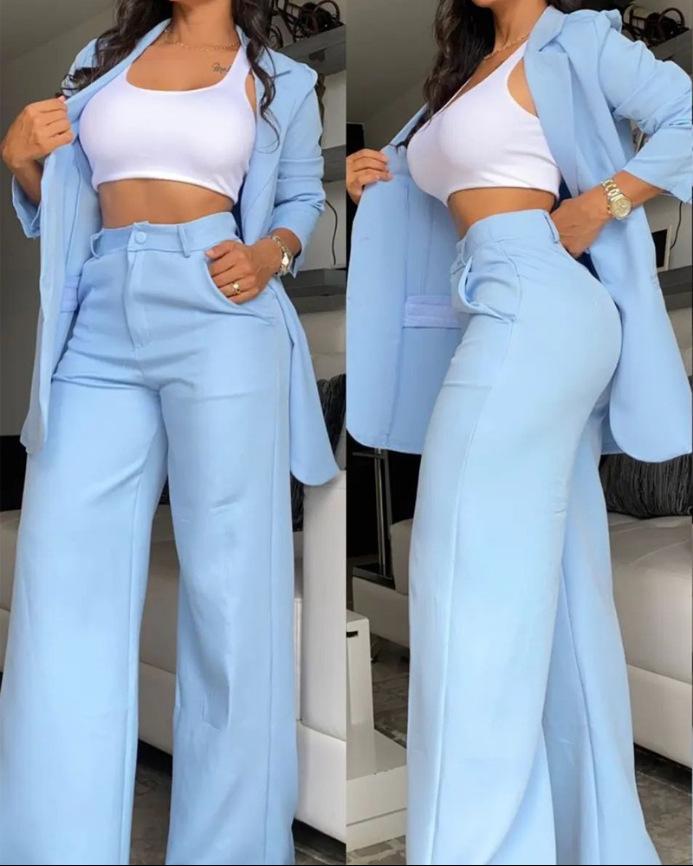 BundleWear™ Tailored Muse Suit | Notched-Lapel Blazer & Wide-Leg Trousers Co-Ord