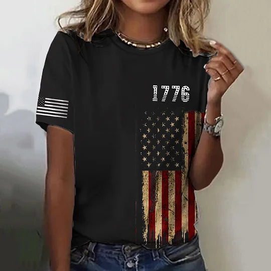 Women's 1776' Flag Graphic T-shirt - BundleWear