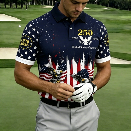 USA 250th Men's short-sleeved polo shirt ZM7011 - BundleWear