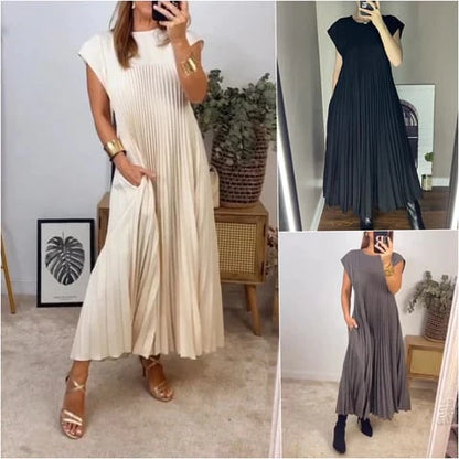 💕Women's pleated dress in solid color👗