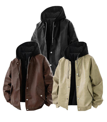 [Branded stock clearance] Autumn and winter cotton retro leather flight jacket for men
