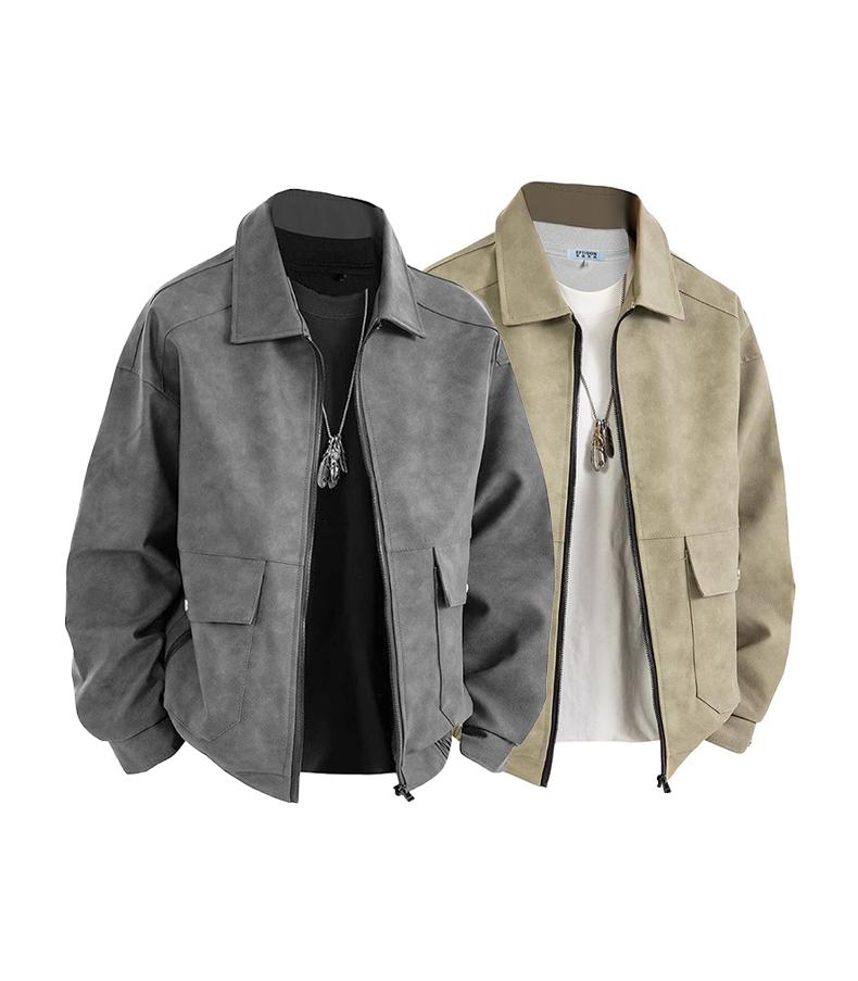 [Branded stock clearance] Autumn and winter cotton retro leather flight jacket for men