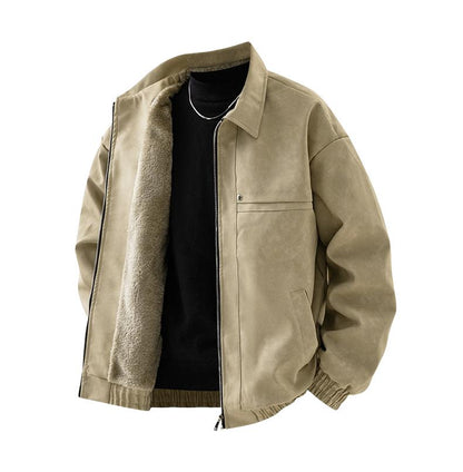 [Branded stock clearance] Autumn and winter cotton retro leather flight jacket for men
