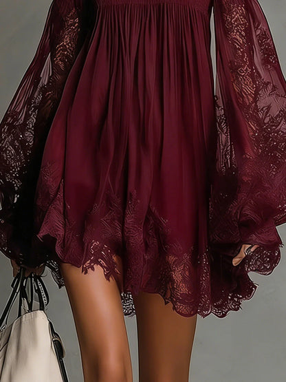 Lace off-shoulder camisole dress - BundleWear