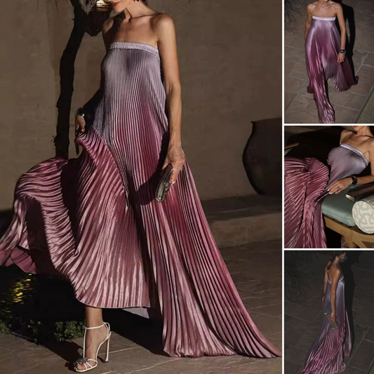 🌸Spring Sale💐 Ombre Pleated Strapless Evening Dress