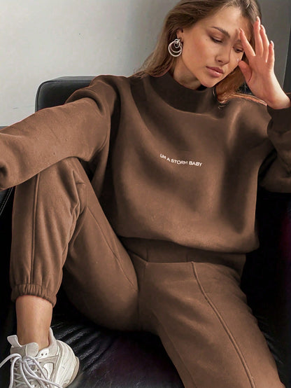 Ladies' Printed Sweatshirt Two-Piece Set