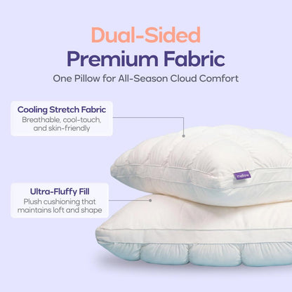 Puff Pillow 1-Pack - Cloud-Like Quilted Sleep Cushion with Supportive Comfort for Side, Back & Stomach Sleepers
