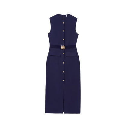 Sleeveless round neck dress (with belt) - MATCHING MASTER