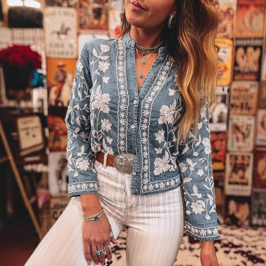 Petals and Sky Embroidered Cropped Tunic - MATCHING MASTER