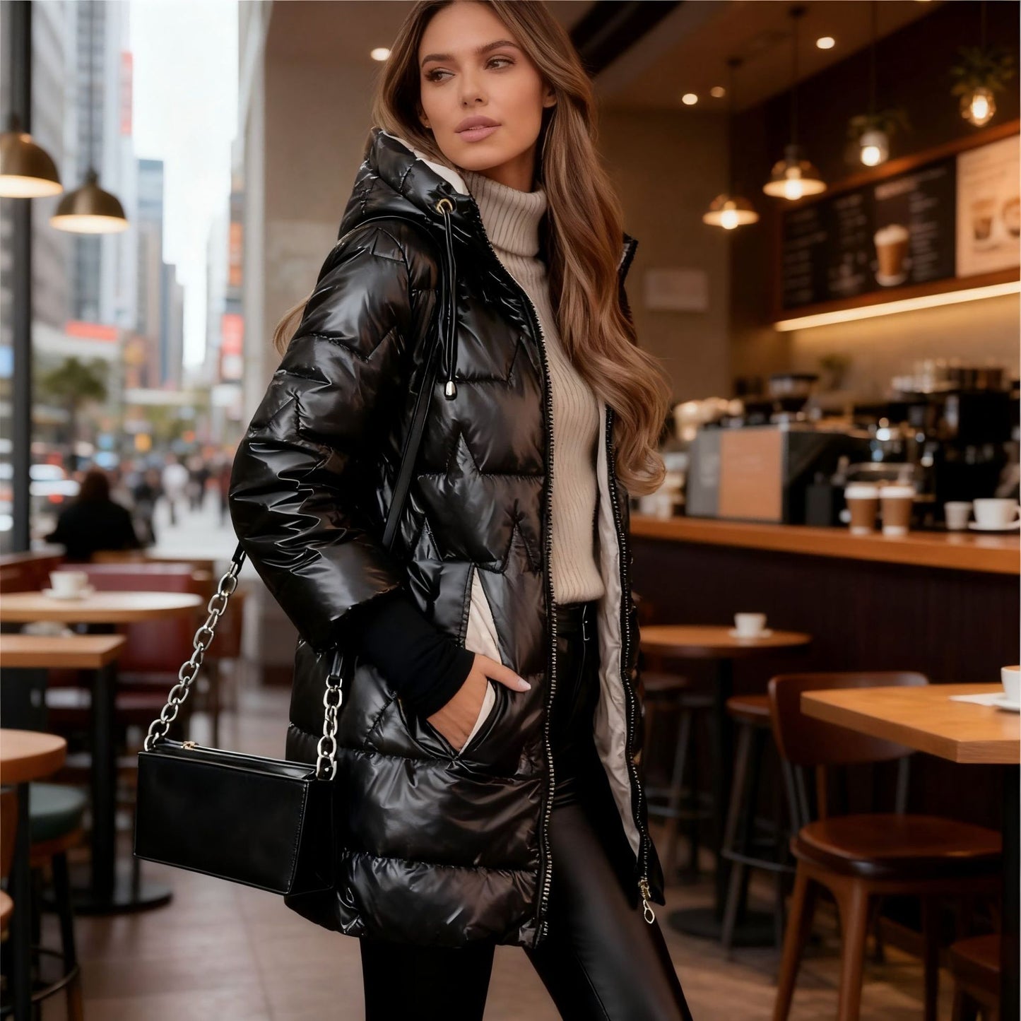 Ladies' Metallic Puffer Jacket